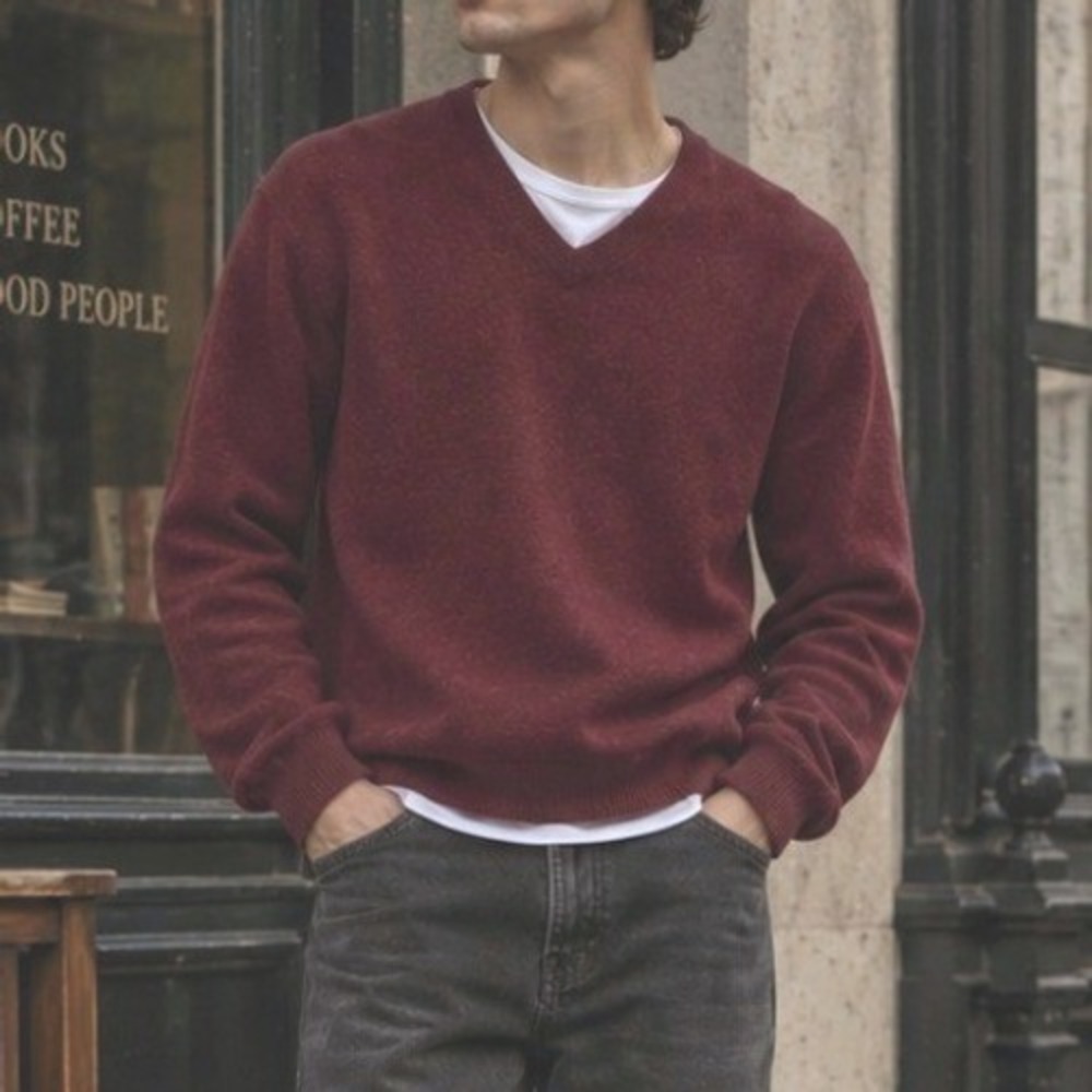 100% Cashmere Sweater XL Burgundy Red Knit Pullover Luxury Academia Luxury Fall